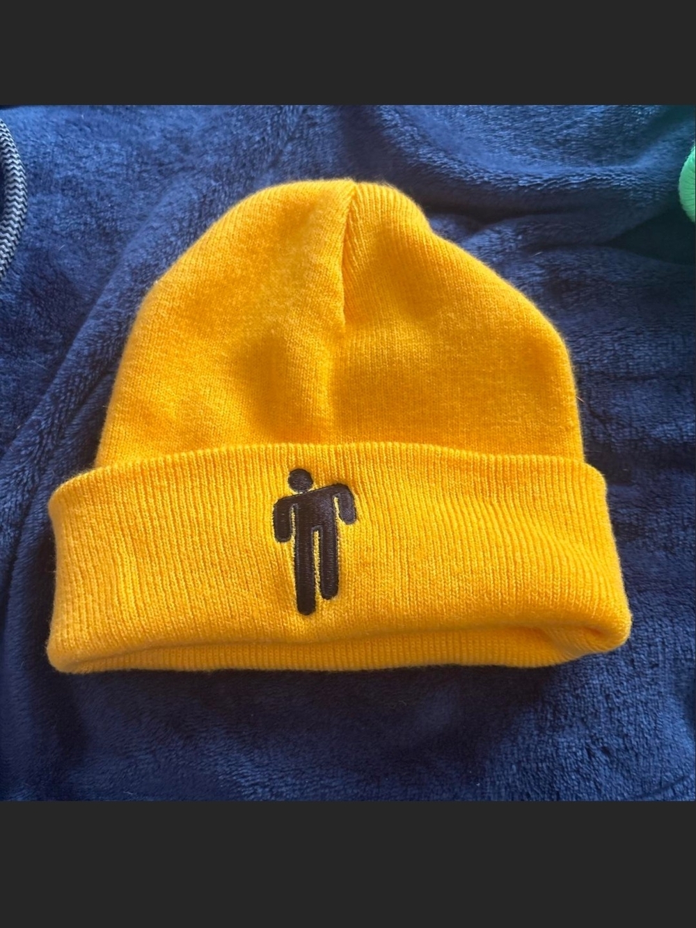 Billie Eilish Yellow Beanie with Black Blohsh Embroidered Logo